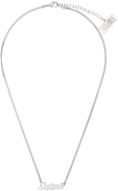 Mm6 Maison Margiela Silver Brass Minimal Logo Necklace In 952 Satined Palladio
