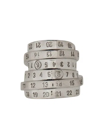 Mm6 Maison Margiela Silver Brass Rings In Metallic