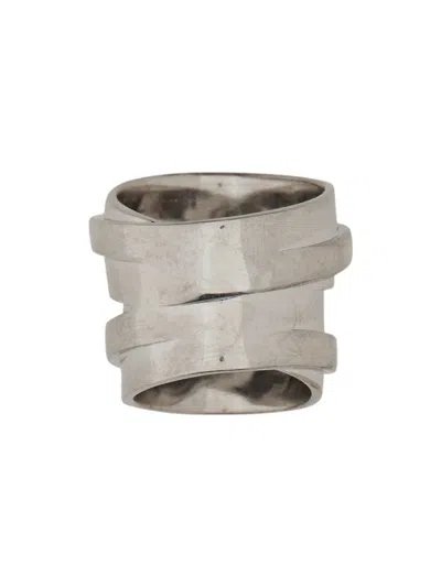 Mm6 Maison Margiela Silver Brass Rings In Metallic