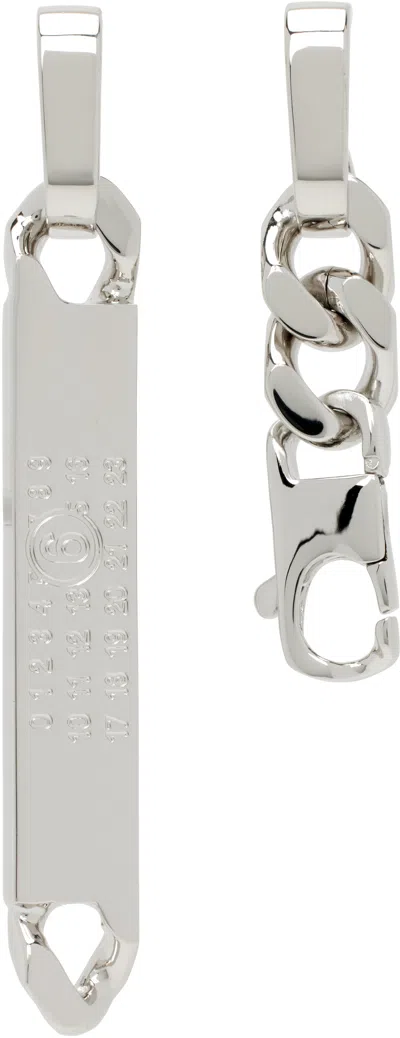 Mm6 Maison Margiela Silver Chain Earrings In 951 Polished Palladi