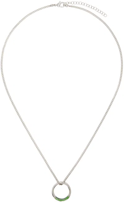 Mm6 Maison Margiela Silver Chain Necklace In White