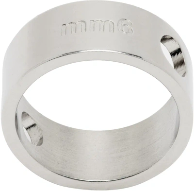 Mm6 Maison Margiela Silver Circle Hole Ring In 952 Silver