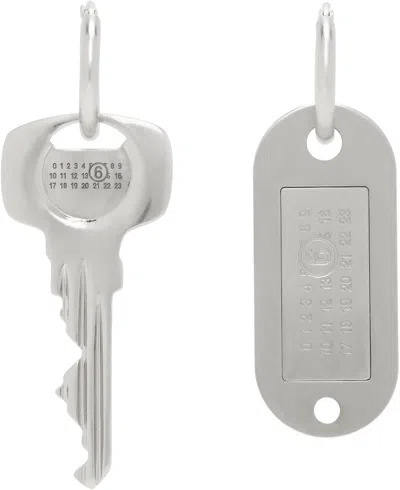 Mm6 Maison Margiela Silver Key Tag Earrings In 952 Palladio Buratat