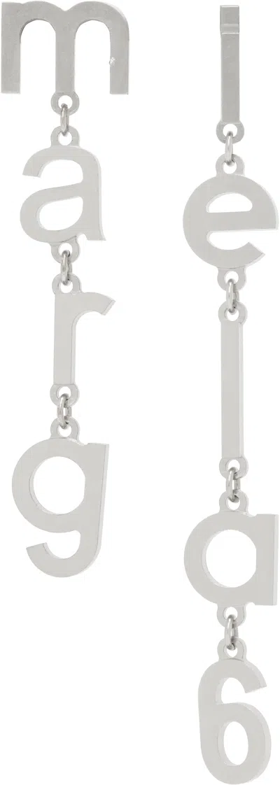 Mm6 Maison Margiela Silver Letter Logo Earrings In Metallic