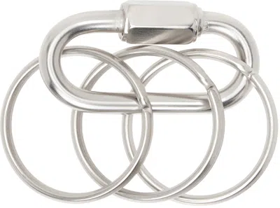 Mm6 Maison Margiela Silver Logo Keychain In Metallic