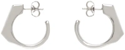 Mm6 Maison Margiela Silver Metal Chiseled Earrings In Metallic
