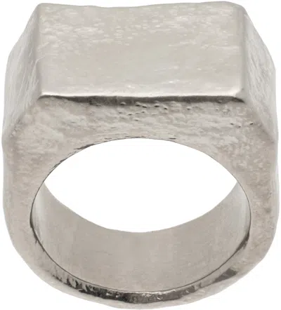 Mm6 Maison Margiela Silver Metal Chiseled Ring In 953 Palladio Buratat