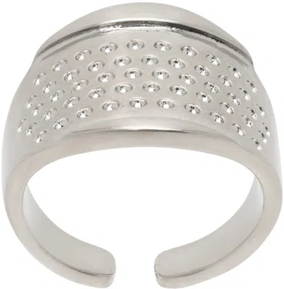 Mm6 Maison Margiela Silver Metal Thimble Ring In 951 Palladio
