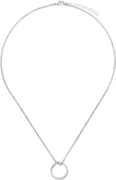 Mm6 Maison Margiela Silver Minimal Logo 6mm Pendant Ring Necklace In 951 Palladio Polishe