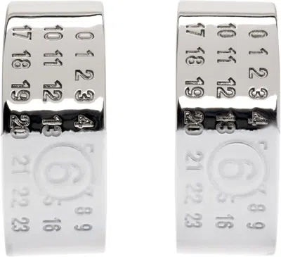 Mm6 Maison Margiela Silver Minimal Logo 8 Earrings In 971 Palladio Plished