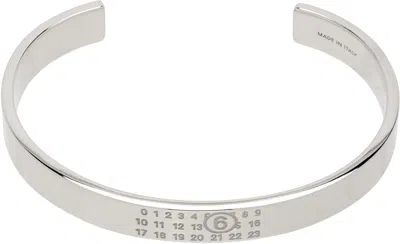 Mm6 Maison Margiela Silver Minimal Logo Bracelet In 951 Polished Palladi