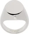 Mm6 Maison Margiela Silver Minimal Logo Oval Signet Ring In 951 Polished Palladi
