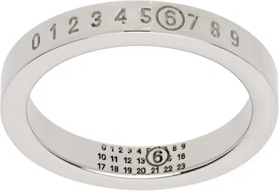 Mm6 Maison Margiela Silver Minimal Logo Ring In 951 Palladio Polishe