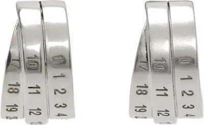 Mm6 Maison Margiela Silver Numeric Earrings In 955 Brushed Palladio