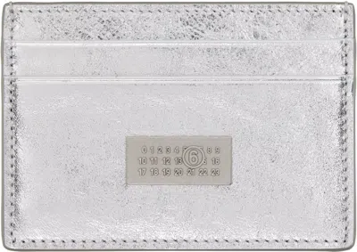 Mm6 Maison Margiela Silver Numeric Leather Card Holder In Gray