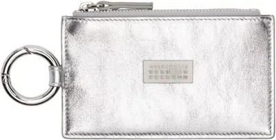 Mm6 Maison Margiela Silver Numeric Leather Key Ring Wallet In White