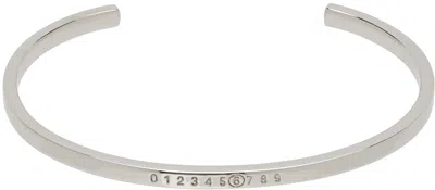 Mm6 Maison Margiela Silver Numeric Minimal Signature Cuff Bracelet In 951 Polished Palladi