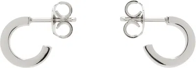 Mm6 Maison Margiela Silver Numeric Minimal Signature Hoop Earrings In 951 Polished Palladi