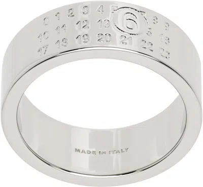 Mm6 Maison Margiela Silver Numeric Minimal Signature Ring In 951 Palladio Polishe