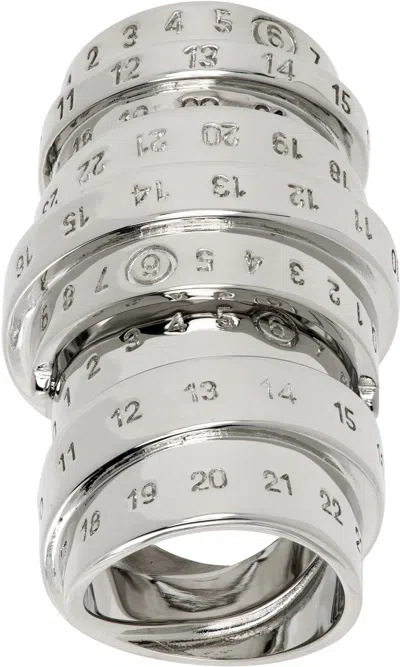 Mm6 Maison Margiela Silver Numeric Ring