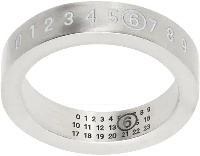 Mm6 Maison Margiela Silver Numeric Ring In 961 Palladio Buratta