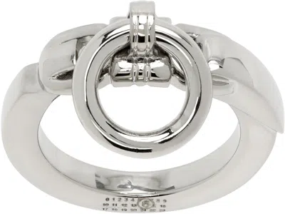 Mm6 Maison Margiela Silver Object Trouve Minimal Logo Ring In 951 Palladio Polishe