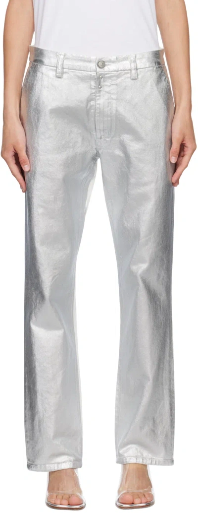 Mm6 Maison Margiela Silver Painted Jeans In 961 Medium Blue