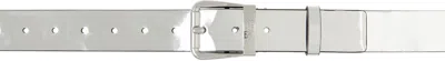 Mm6 Maison Margiela Silver Patent Faux-leather Belt In T9002 Silver