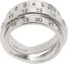 Mm6 Maison Margiela Silver Triple Logo Numeric Signature Ring In 955 Brushed Palladio