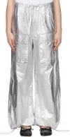 Mm6 Maison Margiela Drawstring-fastening Metallic Trousers In 905 Silver