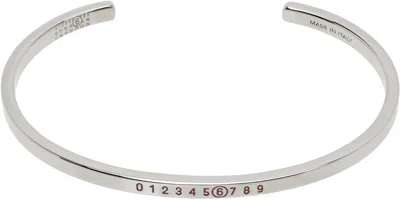 Mm6 Maison Margiela Silver 'year Of The Snake' Minimal Logo Cuff Bracelet In 969 Polished Slvr/rd