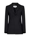 Mm6 Maison Margiela Pinstriped Wool-blend Single-breasted Blazer In Black