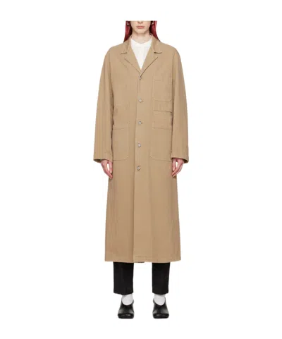 Mm6 Maison Margiela Single-breasted Cotton Coat In Brown