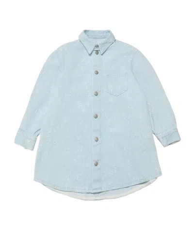 Mm6 Maison Margiela Ripped Denim Shirtdress In Blue