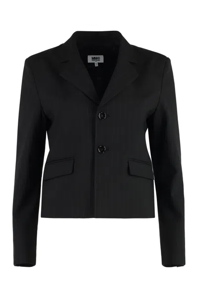 MM6 MAISON MARGIELA SINGLE-BREASTED TWO-BUTTON JACKET WITH PINSTRIPED MOTIF FOR WOMEN