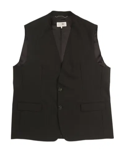 Mm6 Maison Margiela Single-breasted V-neck Waistcoat In Black