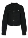Mm6 Maison Margiela Black Collarless Denim Jacket