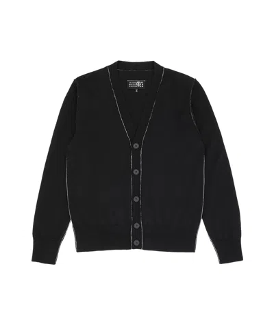 Mm6 Maison Margiela Single-stitch Fine-knit Cardigan In Black