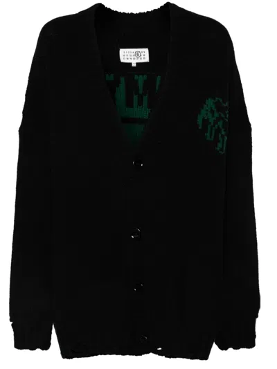 Mm6 Maison Margiela Single Stitch-logo Cardigan In Black
