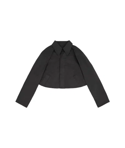 Mm6 Maison Margiela Single-stitch Logo Cropped Jacket In Black