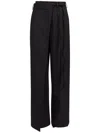 Mm6 Maison Margiela Belted High-rise Flared Wool Trousers In Black