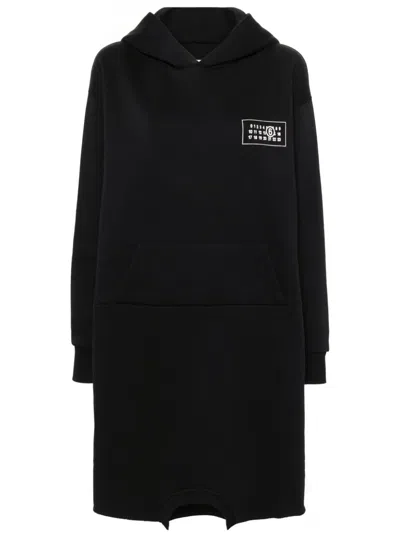 Mm6 Maison Margiela Single Stitch-logo Hooded Dress In 900 Black