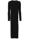 Mm6 Maison Margiela Abito Midi Black Cotton And Wool Dress With Maxi Side Slit In Black