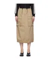 Mm6 Maison Margiela Beige Drawstring Midi Skirt In Brown