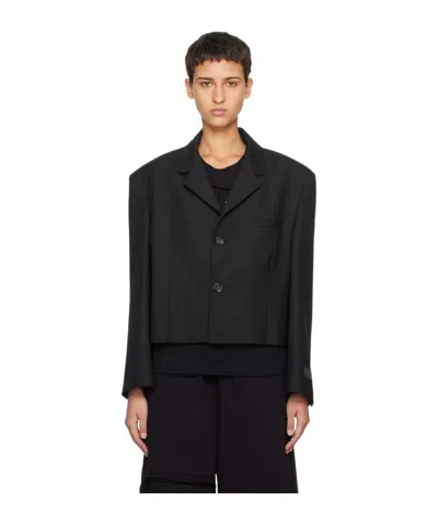 Mm6 Maison Margiela Single-stitch Raw-cut Cropped Blazer In Black