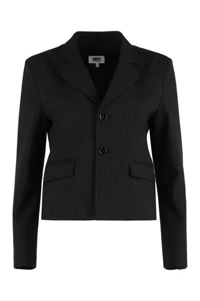 Mm6 Maison Margiela Single-breasted Two-button Mini Jacket In Black