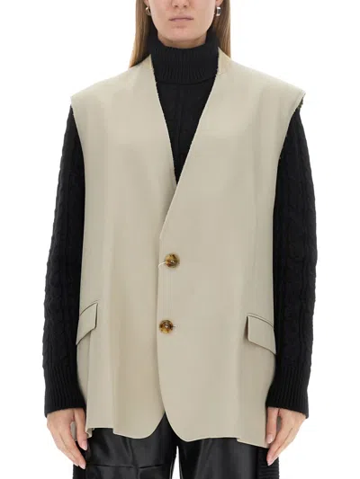 Mm6 Maison Margiela Longline Vest Sleeveless Front Pockets In Neutral