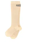 Mm6 Maison Margiela Skin Pink Stretch Viscose Blend Socks In White