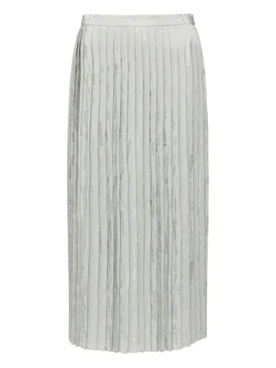 Mm6 Maison Margiela High Waist Pleated Textured Midi Skirt In White