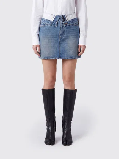 Mm6 Maison Margiela Foldover Denim Mini Skirt In Blue